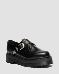 Retro Monk Quad Tumble Leather Strap Shoes