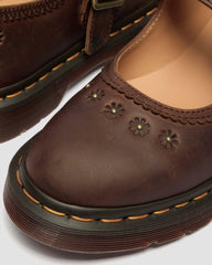 Mary Jane Flower Crazy Horse Leather Shoes