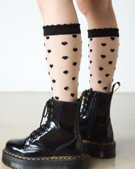 Short Heart Mesh Organic Cotton Blend Socks