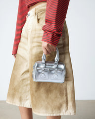 Mini Top Handle Bag Bag Silver Metallic Patent Lamper