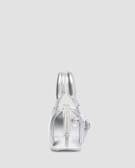 Mini Top Handle Bag Bag Silver Metallic Patent Lamper