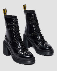 CHESNEY STUDDED BUTTERO LEATHER FLARE HEEL BOOTS