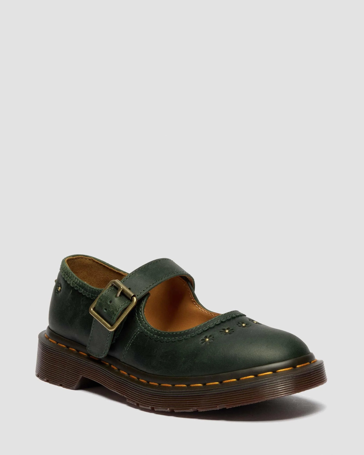 Mary Jane Flower Crazy Horse Leather Shoes