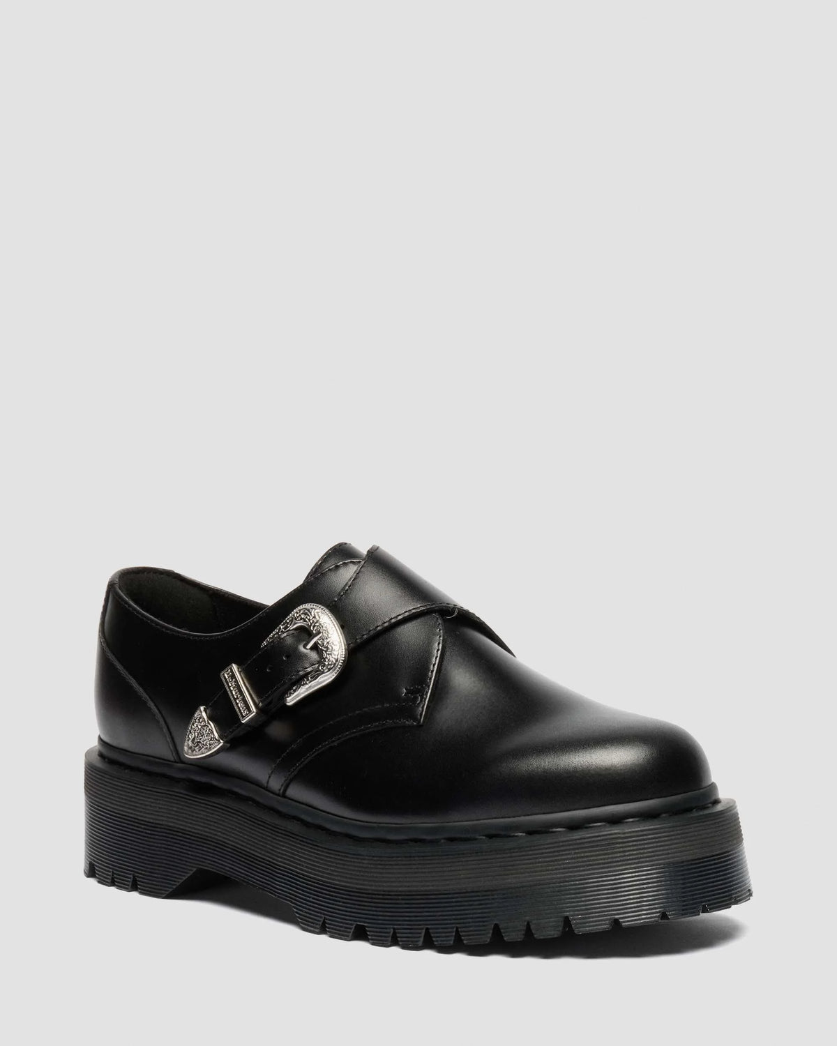 Retro Monk Quad Tumble Leather Strap Shoes