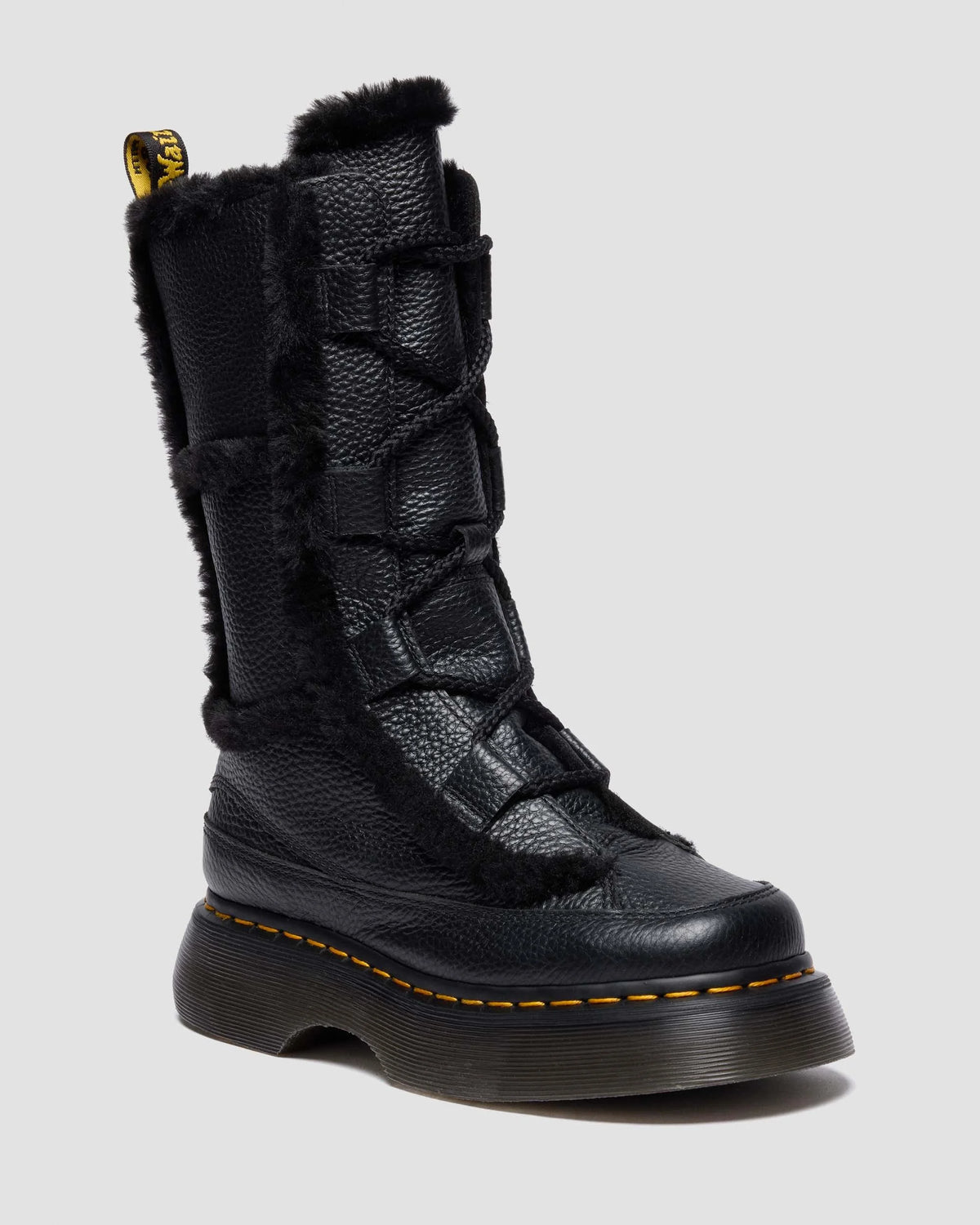 Buzz Lace Up Faux Fur Lined Grizzly Leather Boots