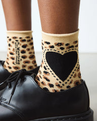 Leopard Heart Cotton Blend Socks