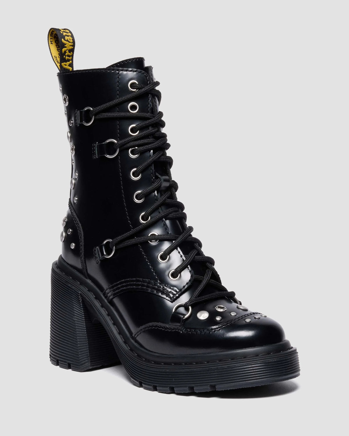 CHESNEY STUDDED BUTTERO LEATHER FLARE HEEL BOOTS