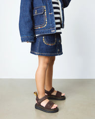 Toddler Marlowe Flower Debossed Nubuck Strap Sandals