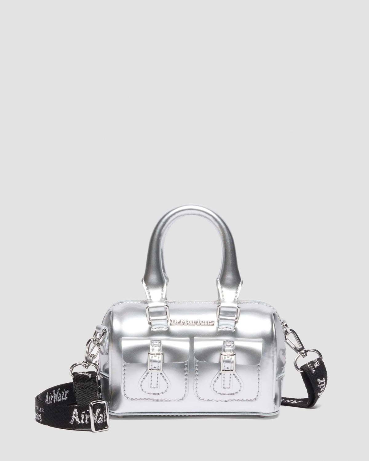 Mini Top Handle Bag Bag Silver Metallic Patent Lamper