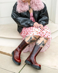 REJENA CROC EMBOSS LEATHER BOOTS